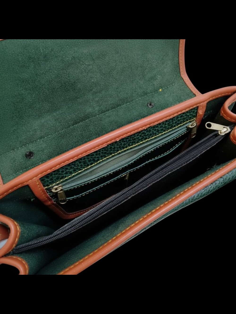 Dooney & Bourke Vintage Green Brown Pebbled Briefcase Style Bag - Picture 2 of 3